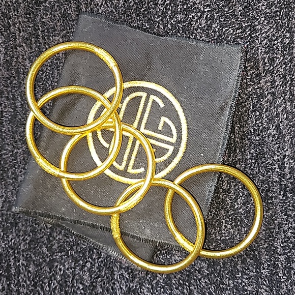 5 SMALL BuDhaGirl GOLD All Weather Bangles, pouch & hair tie - Serenity Prayer - Picture 4 of 5